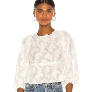 WOMEN'S CALLIE PUFF-SLEEVE APPLIQUÉ TOP IN IVORY